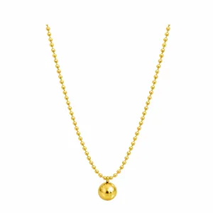 Goldfarbene Kugelkette mit massivem Kugelanhänger, elegantes Edelstahlschmuckstück für Damen.