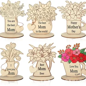 Manualidades de madera para el día de la madre decoración de mesa set de placa de flores
