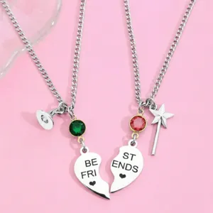 Roestvrij Staal Wicked Heksenhoed Toverstok Hart Hanger Halsketting Best Friends Vriendschap Halsketting Voor Dames Halloween Sieraden Cadeau