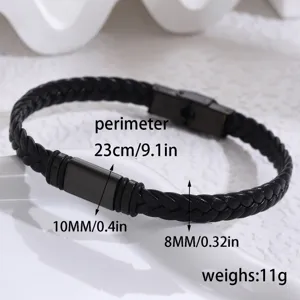 Bracciale intrecciato in pelle PU unisex per uomo e donna accessorio acciaio inox moda