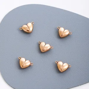 Gold heart magnetic jewelry clasps for DIY charm bracelets and necklaces craft making.