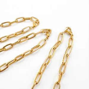 Collar de cadena de eslabones dorados grueso, gargantilla metálica para joyas de moda.