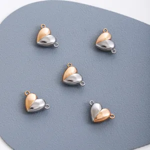 Stainless steel heart magnetic charm clasp detail view for DIY jewelry making accessories