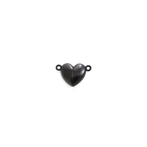 Stainless steel heart magnetic clasp detail, black finish DIY jewelry accessories.