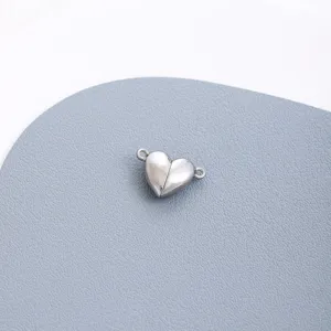 Stainless steel heart magnetic clasp DIY jewelry accessory silver color connecting loop