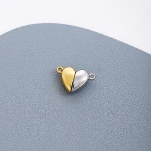 Stainless steel two-tone heart magnetic clasp DIY jewelry making accessories component wholesale