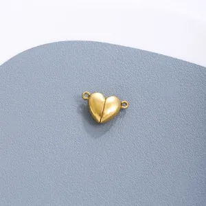 Stainless steel gold heart magnetic clasp detail, perfect for DIY jewelry accessories.