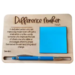 Wooden sticky note holder with pen and memo pad desk organizer for creative office gift