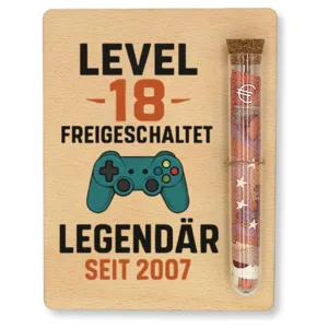 Hölzernes 18 Geburtstag Geldgeschenk Schild mit Reagenzglas lustiges Geschenk für Jungen