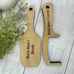 Holz Kamm und Bürste Set für kahle Männer, lustiges Neuheit Geschenk, kreative Handwerkskunst.