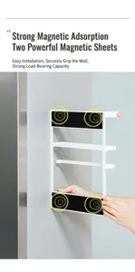 Vue détaillée du support de rangement magnétique pour réfrigérateur avec fixation solide.