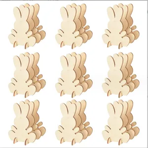 Wooden Easter Bunny Cutouts Unfinished Wood Rabbit Pieces With Bases For Kids DIY Painting Crafts Home Party Decoration
