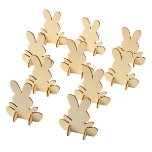 Wooden Easter Bunny Ornaments DIY Rabbit Wood Slices Table Decoration Crafts Set.