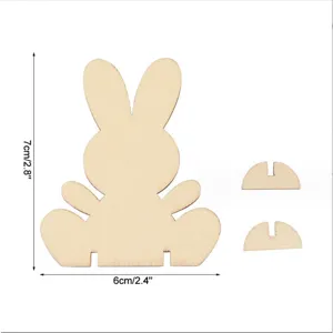 DIY Easter bunny wooden decoration craft unpainted wood cutout with base stands for kids art.
