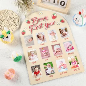 Panneau photo jalon premier annee bebe cadre photo mensuel en bois decoration fete
