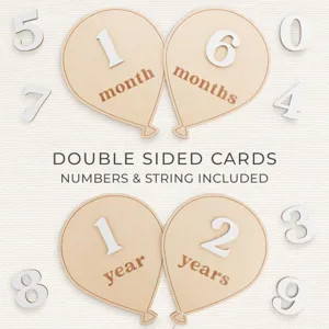 Wooden baby milestone cards balloon shaped double sided monthly tracker photo props set