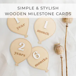 Wooden milestone cards for baby birth month announcement photography props simple stylish setup