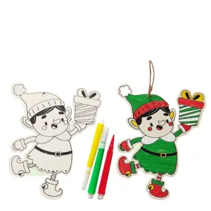 Kit de pintura de madera con duende de Navidad DIY y rotuladores para ninos craft.