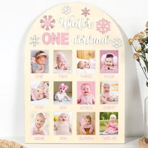 Bébé première année tableau photo jalon 12 mois panneau en bois détails de déco fête