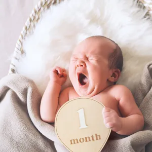 Wooden baby milestone card monthly newborn photo prop 1 month wood photo card for baby.