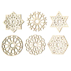 Set di sottobicchieri in legno intagliato cavo geometrico fai da te decorazione 6pz