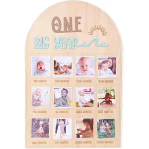 Tableau photo jalons bebe en bois premiere annee 12 mois affichage d'anniversaire decor