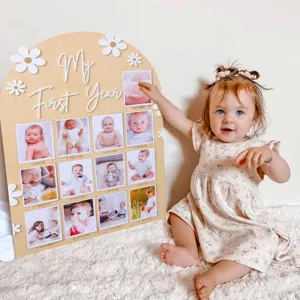 Panneau photo My First Year en bois 12 mois jalon bébé fête d'anniversaire décor