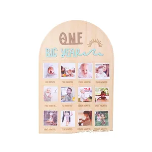 Tableau photo de jalons de bébé en bois pour la première année, cadre 12 mois souvenir