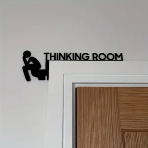 Metal iron art door corner decoration sign, funny thinking room silhouette wall style.