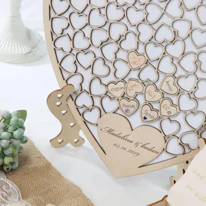 Libro de firmas boda corazón de madera marco decorativo rústico para fiesta y eventos