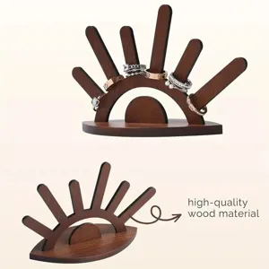 Wooden ring display stand creative eye shape jewelry organizer desktop decor wood holder