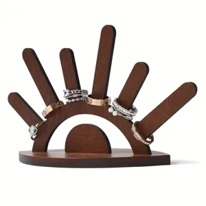 Wooden ring display stand sun shape jewelry organizer holder for desktop storage rings