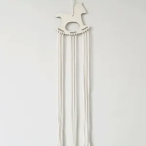 Scandinavian wooden rocking horse hairpin storage hanging pendant DIY home decor accessory.