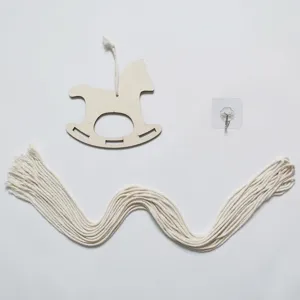 Nordic wooden rocking horse macrame hair clip storage organizer DIY craft wall hanging pendant.