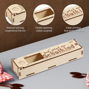Caja de regalo de madera con ventana transparente, contenedor de madera creativo y expositor.
