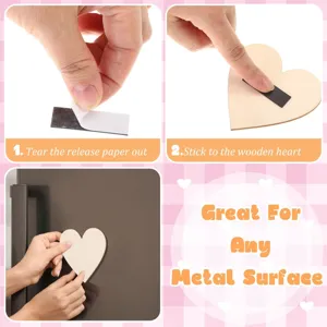 Λεπτομερές γραφικό DIY μαγνήτη καρδιάς ξύλου που δείχνει αφαίρεση και κόλληση χαρτιού.