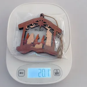 Wooden Nativity Scene Christmas Ornament Hanging Wooden Jesus Birth Holiday Decor Gift