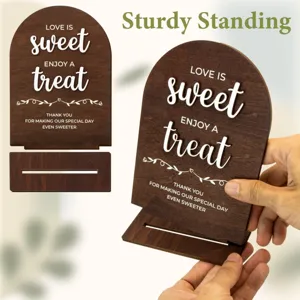 Wooden wedding place card, arch table number sign for restaurant banquet desktop decor.