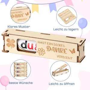 Caja de regalo de madera cumpleaños chocolate dinero decoración caja almacenamiento