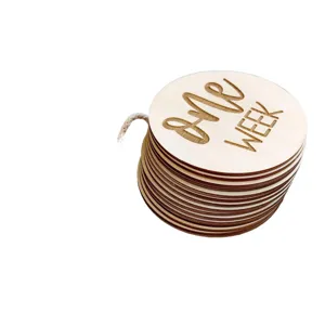 Wooden baby milestone discs set, newborn photography props, laser engraved wooden cards.