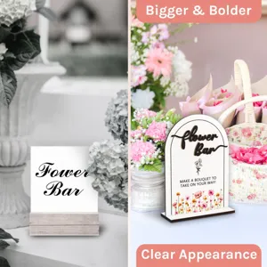 Wooden wedding table sign flower bar rustic party table number card with floral design