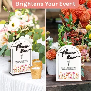 Wooden arch table sign for wedding floral bar event decoration desktop place card display.