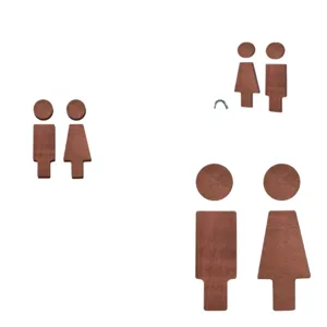 Wooden toilet sign bathroom wall decor set, funny restroom sign for home and office use.