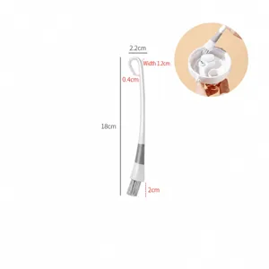 Japanese style cleaning brush with hook handle dual head crevice brush for cup lid grooves.