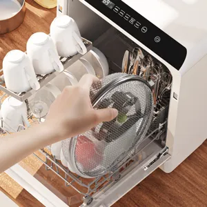 304 Stainless Steel Dishwasher Basket Small Parts Cleaning Storage Mesh Basket Kitchen Gadget with Secure Lock and Handle