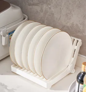 Égouttoir à vaisselle pliable pour comptoir de cuisine, organisateur en plastique pour assiettes.