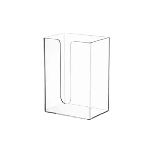 Transparante acryl tissuebox en handdoekdispenser voor stijlvolle badkamerorganisatie.