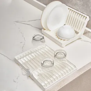 Escurridor de Platos Plegable de Plástico Organizador de Almacenamiento de Cuencos y Platos de Cocina