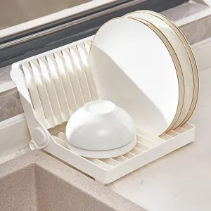 Escurridor de platos plegable de plastico soporte organizador para cocina vajilla y boles
