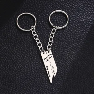 Edelstahl My Love Graviert Puzzle Schlüsselanhänger Für Paare Silber Puzzleteil Schlüsselring Set Schmuck Für Valentinstag Geschenk